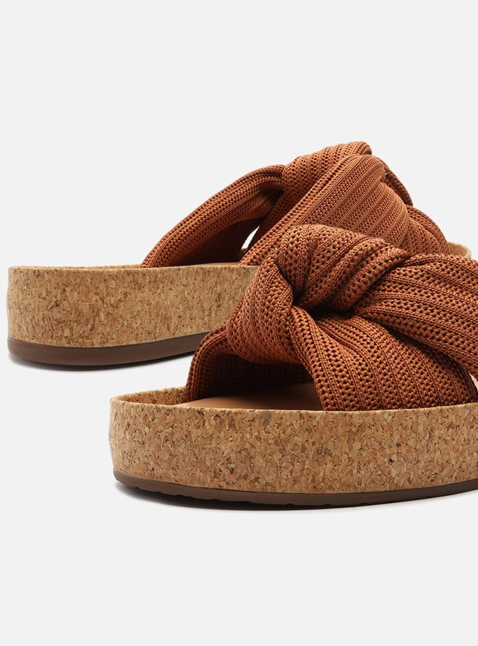 Rasteira Marrom Knit Flatform Isis
