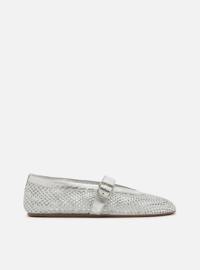 Sapatilha Boneca Prata Tela Fivela