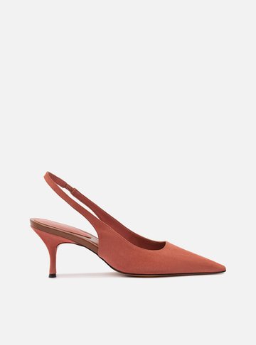 Scarpin Rosa Acamurçado Slingback Salto Médio