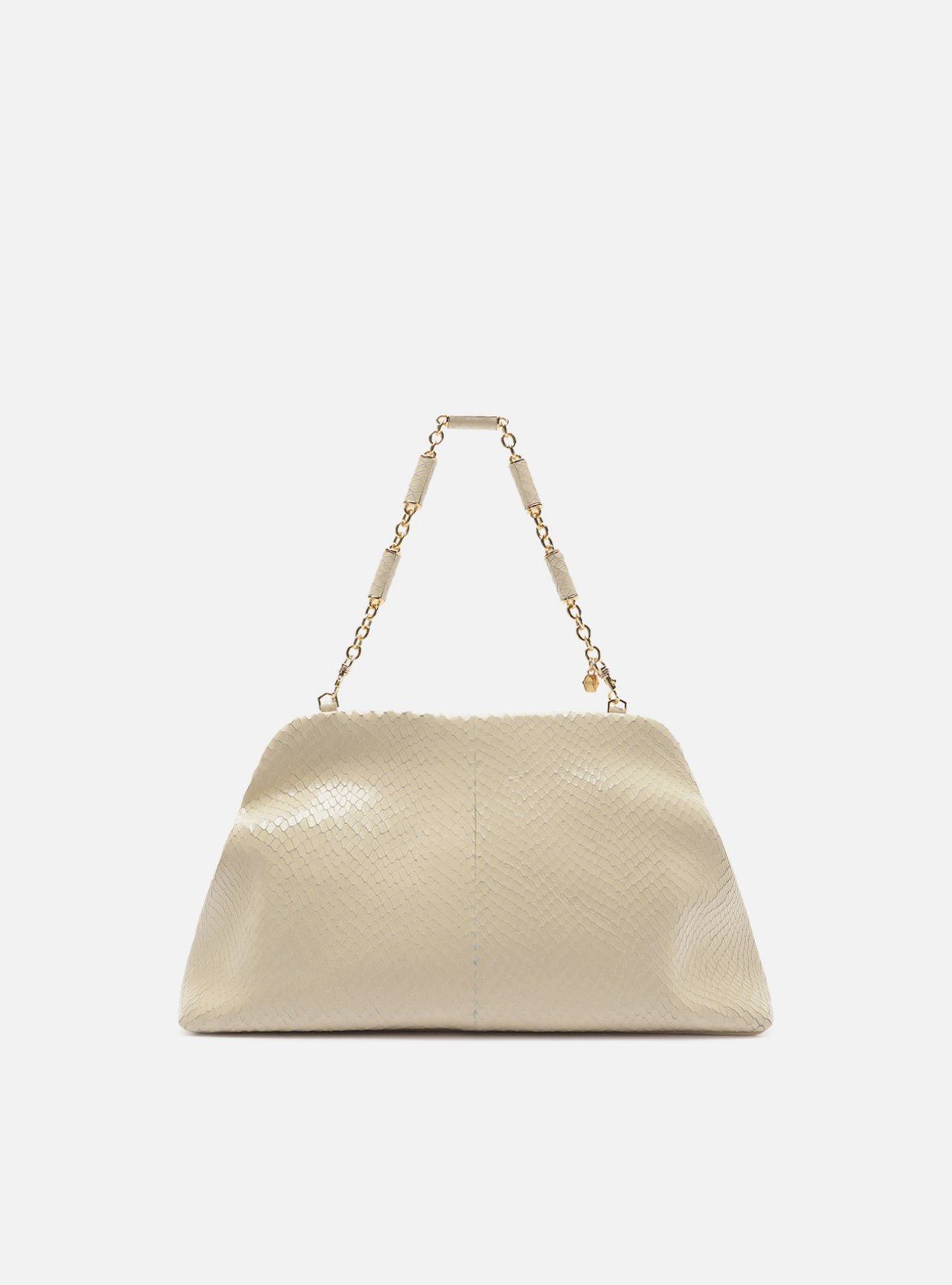 Bolsa Clutch Branca Couro Média Snake Corrente — foto 3