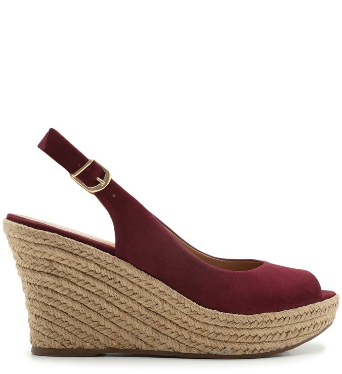 Espadrille Vermelha Nobuck Plataforma Fivela Raspberry