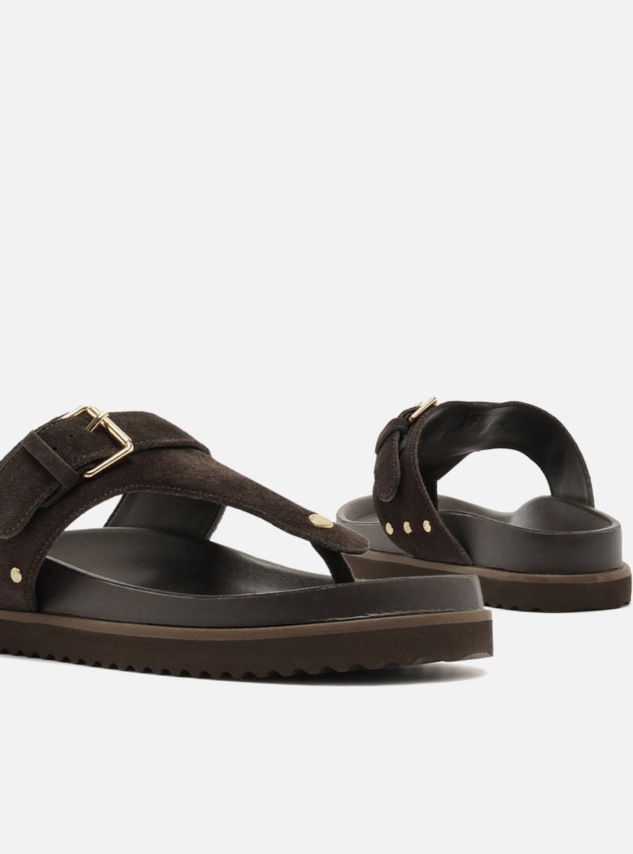 Sandália Papete Marrom Suede Tira Fivela — foto 4