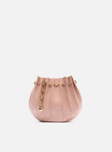 Bolsa Tiracolo Pequena Couro Rosa Corrente