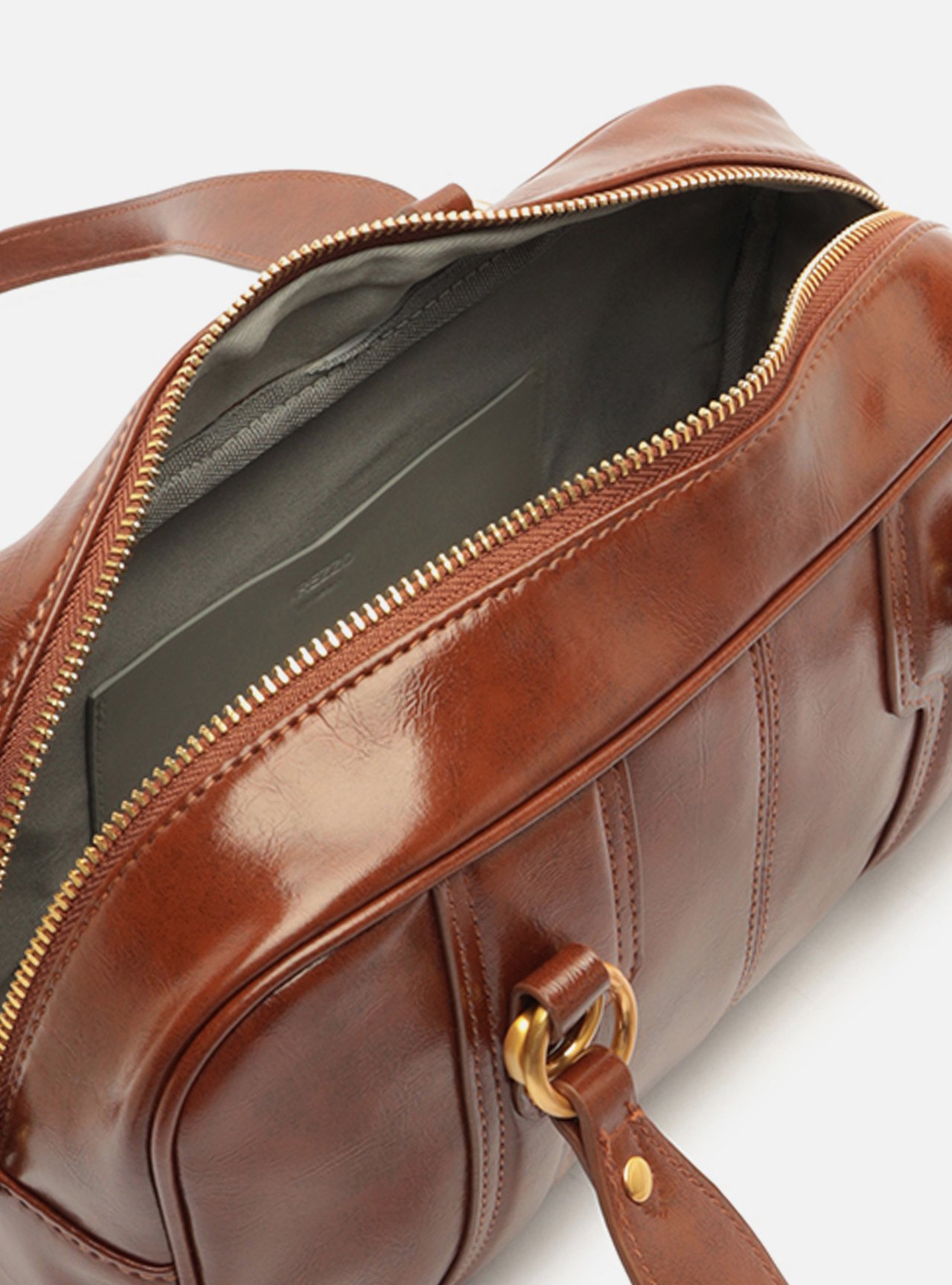 Bolsa Bowling Marrom Média Metais Dourados — foto 4