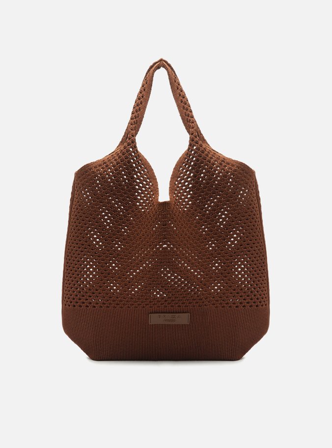 Bolsa Shopping Marrom Escura Crochê Paulina Grande