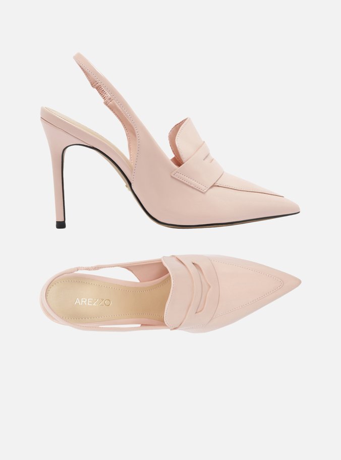 Scarpin Rosa Verniz Salto Alto Sling Back