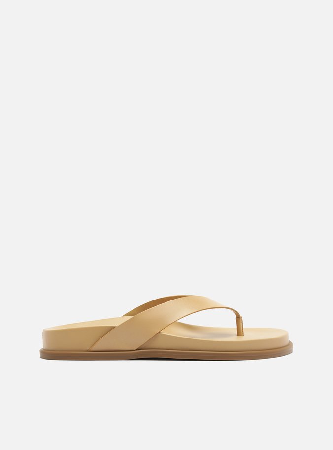 Sandália Rasteira Nude Couro