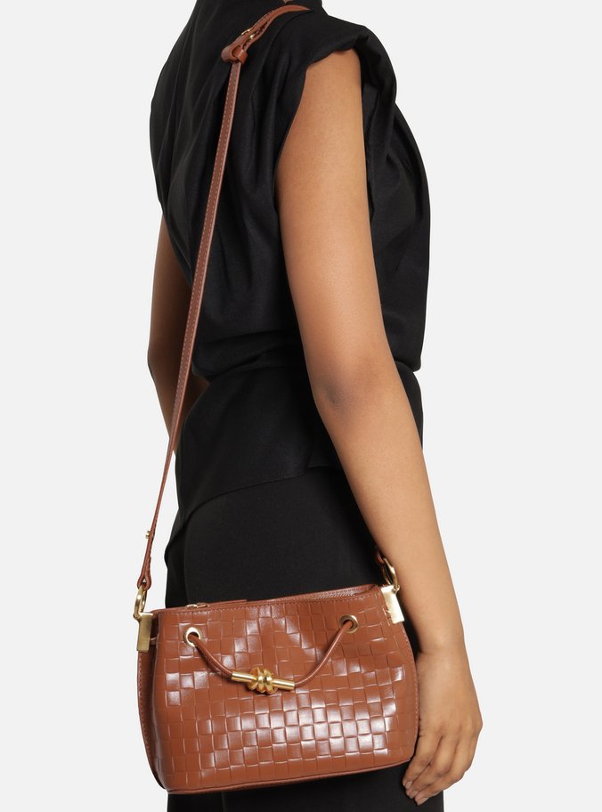 Bolsa Tiracolo Marrom Couro Helena Pequena Nó