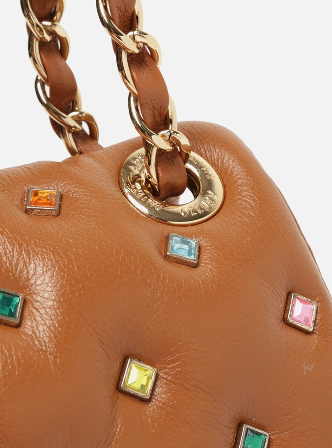 Bolsa Tiracolo Marrom Couro Mizz Stones Pequena