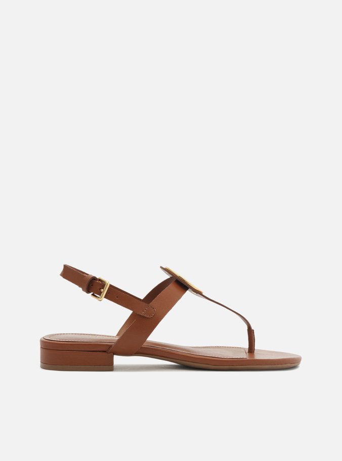 Sandália Rasteira Marrom Metal