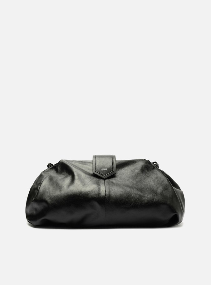 Bolsa Tiracolo Preta Couro Grande Livia