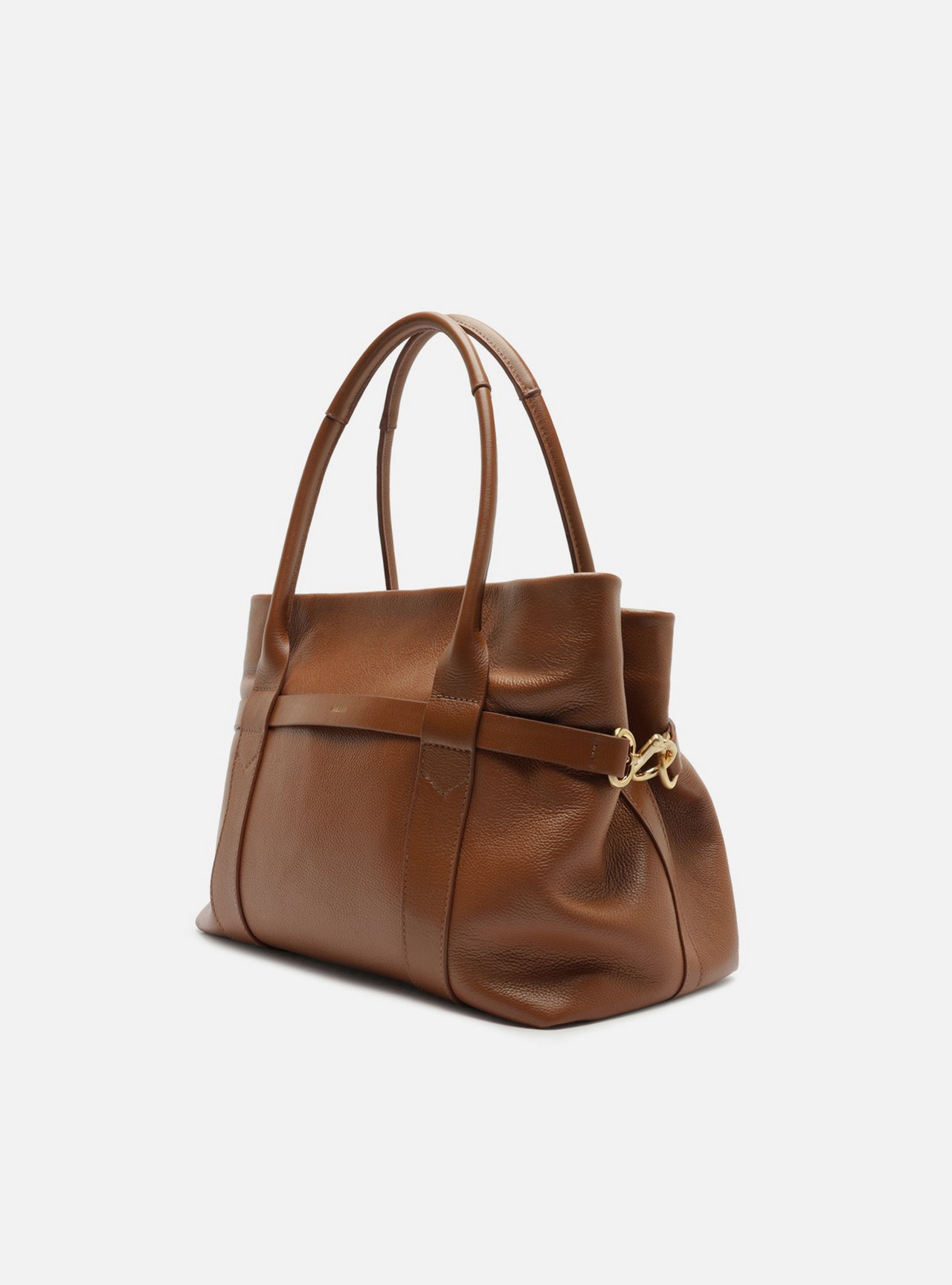 Bolsa Tote Marrom Couro Grande Metais — foto 2