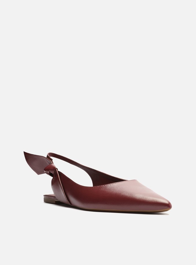 Sapatilha Vinho Couro Slingback Nó