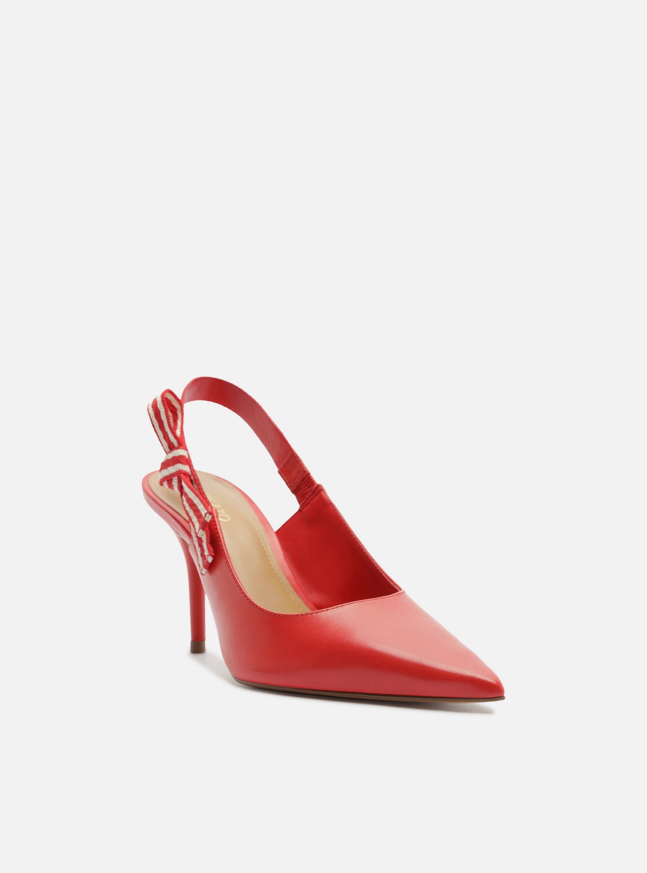 Scarpin Vermelho Couro Salto Fino Laço Slingback — foto 2