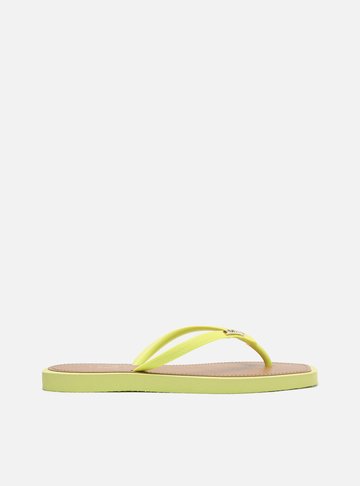 Chinelo de Dedo Amarelo Square Palmilha Marrom