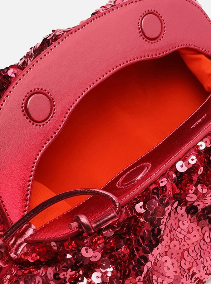 Bolsa Tiracolo Rosa Aria Pequena Paetê