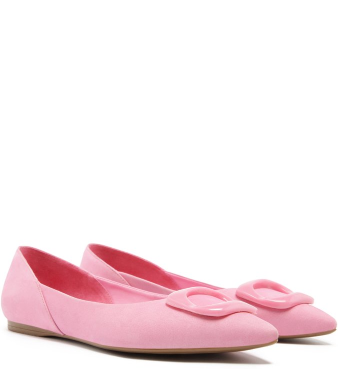 Sapatilha Nobuck Bico Redondo Fivela Baby Pink