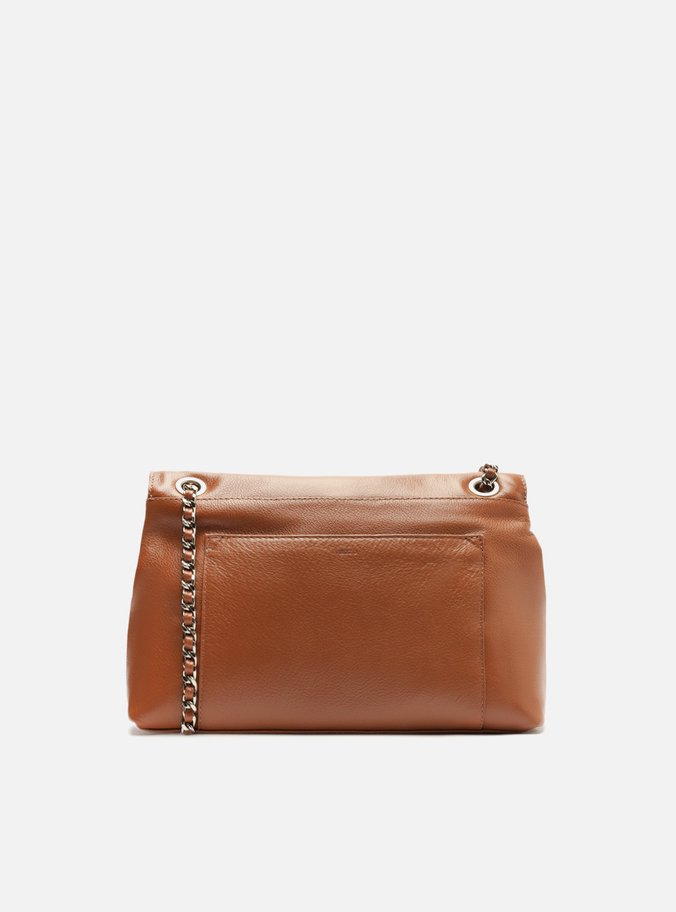 Bolsa Tiracolo Marrom Couro Média Metal
