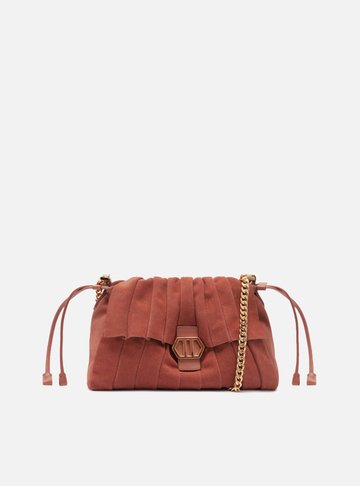 Bolsa Rosa Grande Alça Dourada