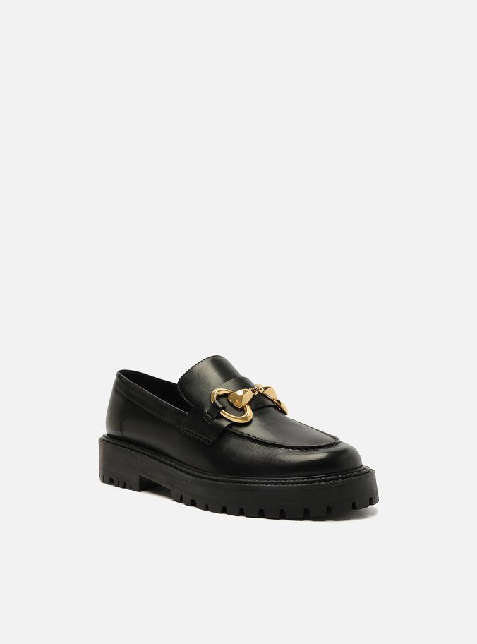 Mocassim Preto Couro Tratorado Bridão