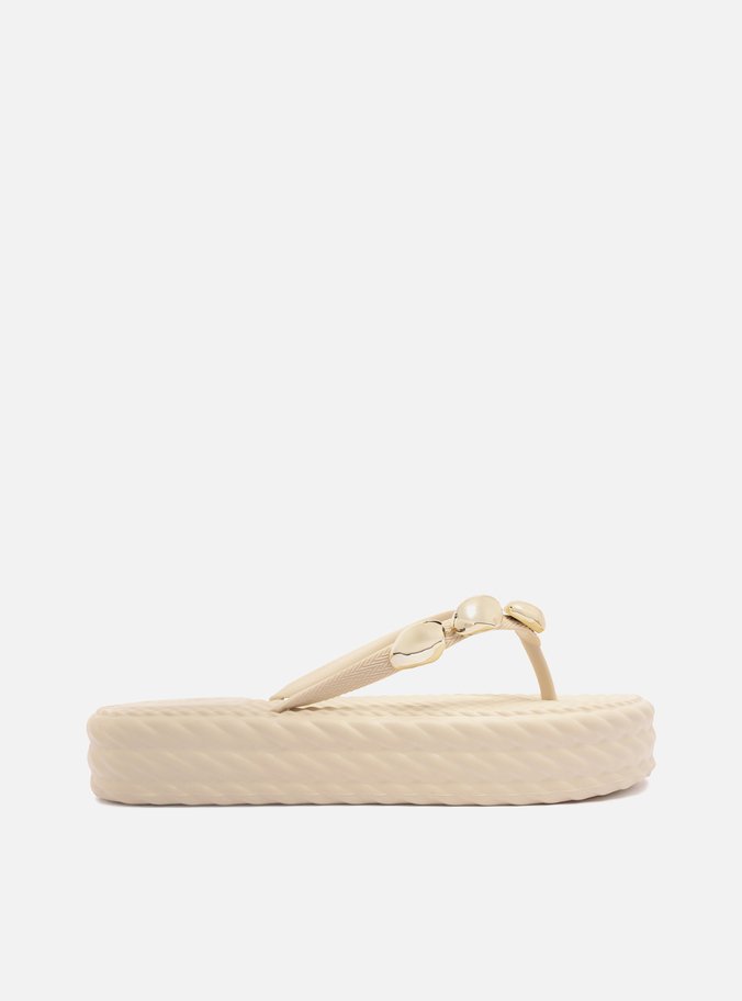Sandália Branca Flatform Marrocos Flip Flop Metal