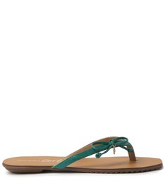 Rasteira Verde Bico Quadrado Sorte