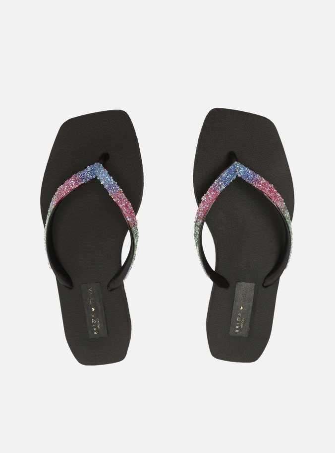 Chinelo de Dedo Preto Tiras Color Square Brizza Triya