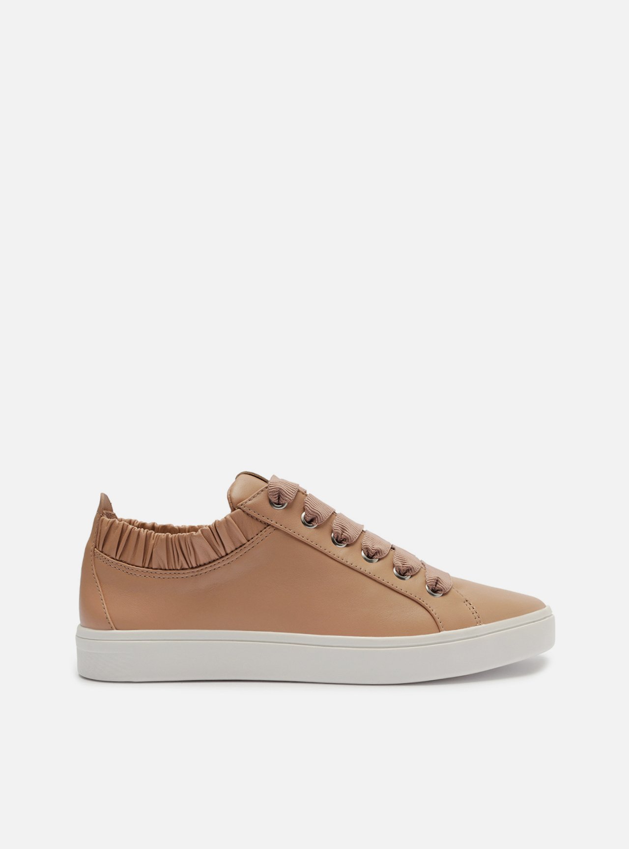 Tênis Rosa Couro Cano Drapeado — foto 1