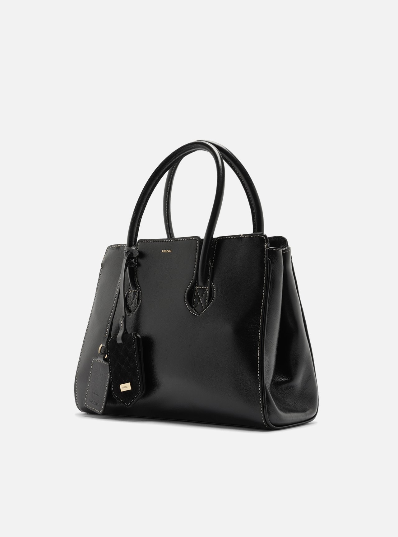 Bolsa Tote Preta Couro Heritage Média — foto 2
