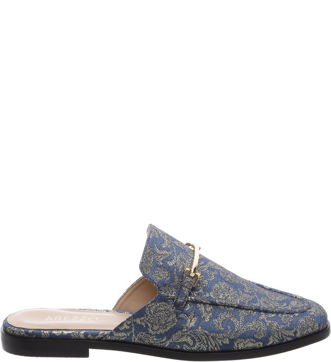 Mule Mocassim Estampado Azul