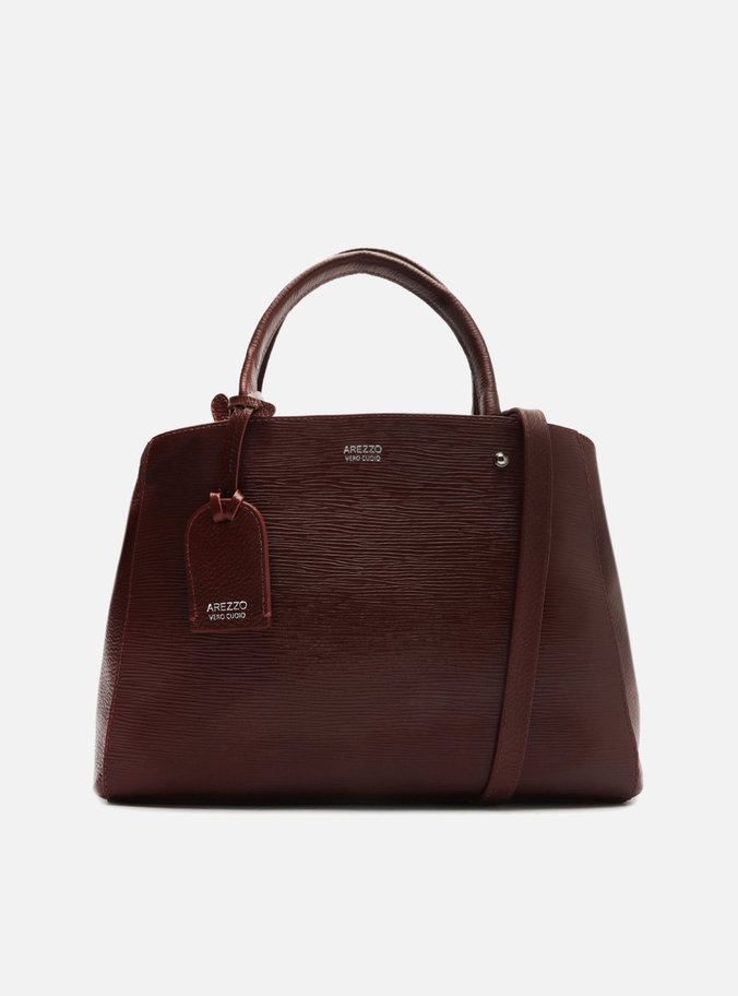Bolsa Tote Vinho Couro Bella Média