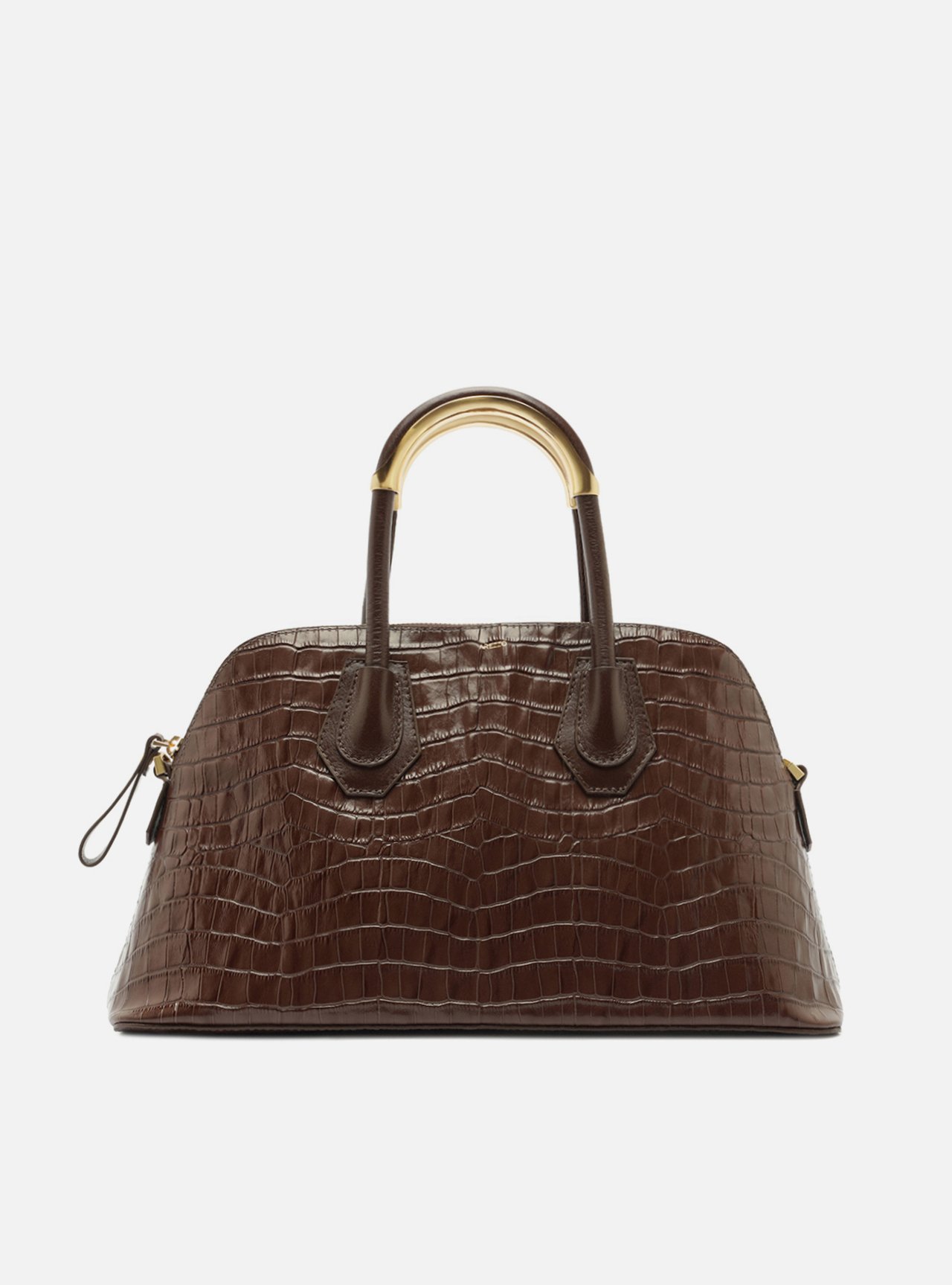Bolsa Tote Marrom Couro Grande Croco Metais — foto 1