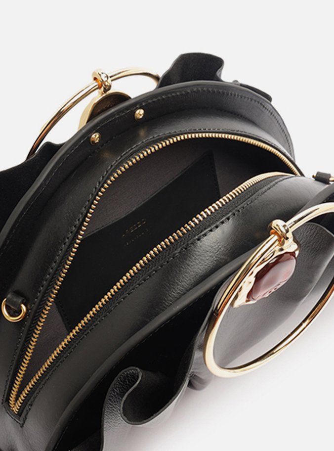 Bolsa Clutch Preta Couro Pequena Pedra
