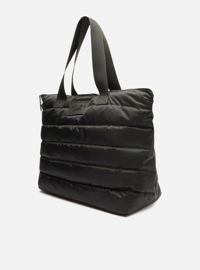 Bolsa Shopping Preta Nylon Puffer Grande