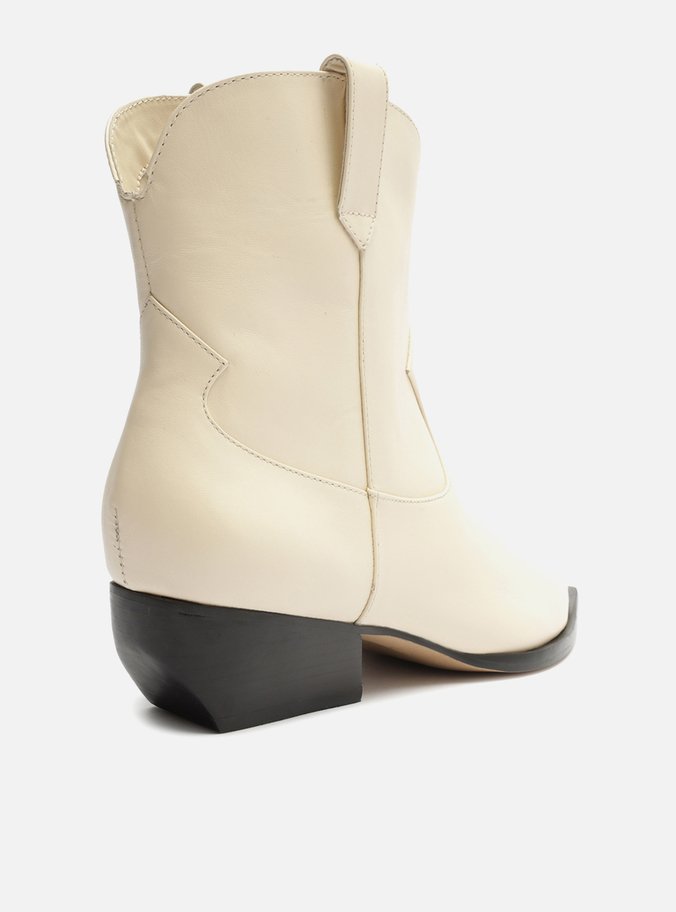 Bota Off-White Couro Cano Curto Western