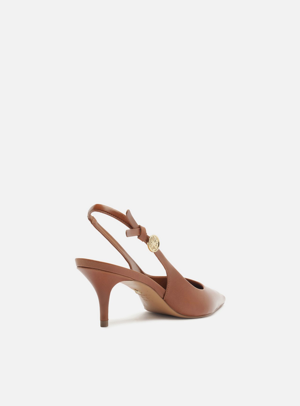 Scarpin Marrom Couro Slingback Metal Heritage — foto 3