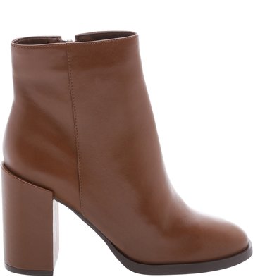 Bota Couro Salto Bloco Largo Tobacco