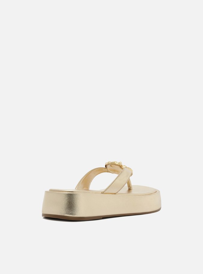 Tamanco Dourado Flatform Metal Concha
