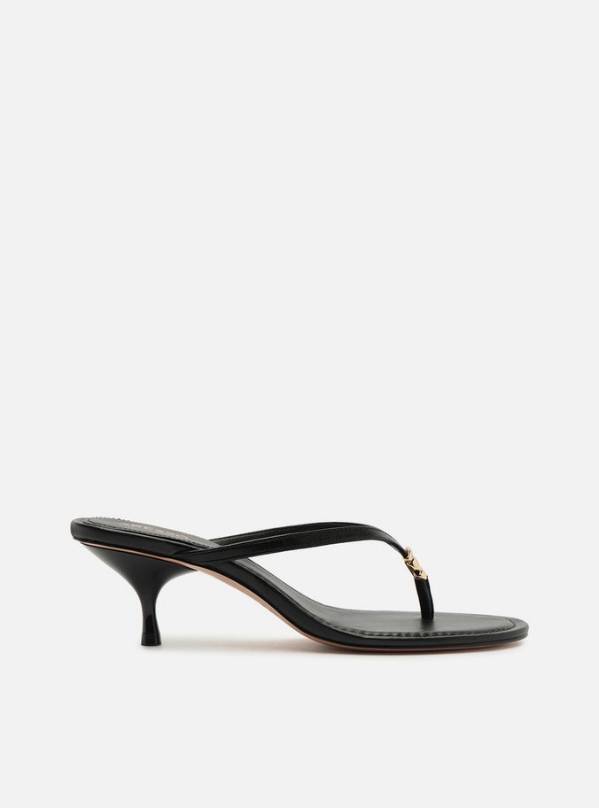 Tamanco Preto Salto Kitten Flip Flop Metal