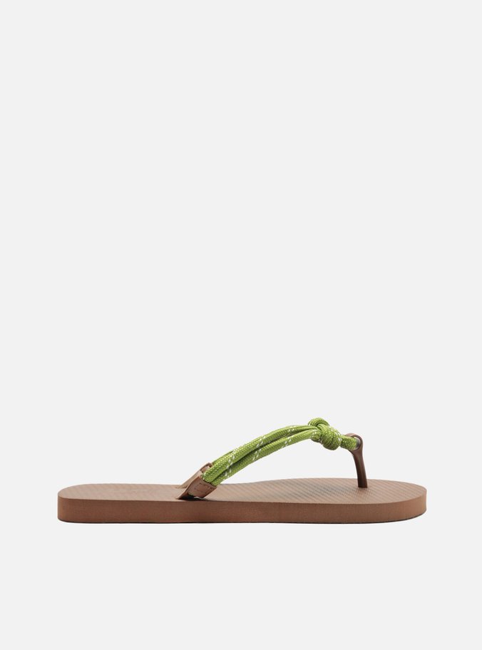 Chinelo de Dedo Marrom Essential Cordão Verde