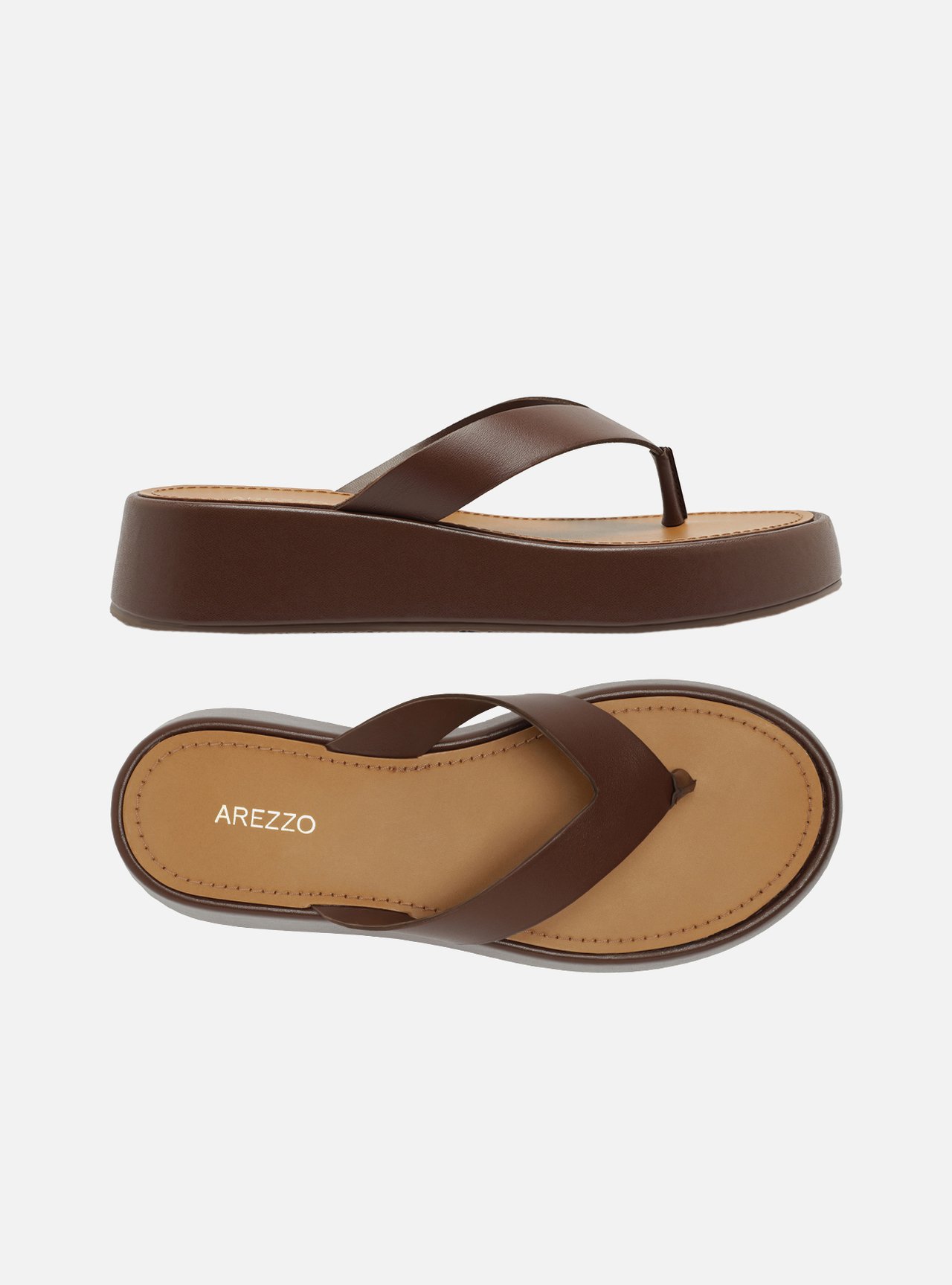 Tamanco Marrom Couro Flatform Thong — foto 5