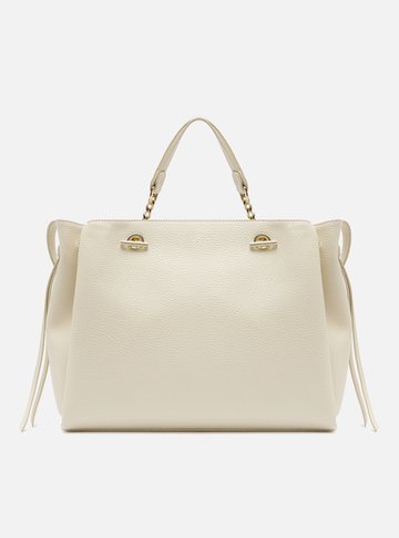 Bolsa Tote Branca Grande Detalhe Tiras