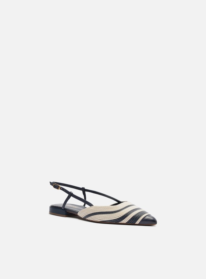 Sapatilha Azul Couro Slingback Bicolor