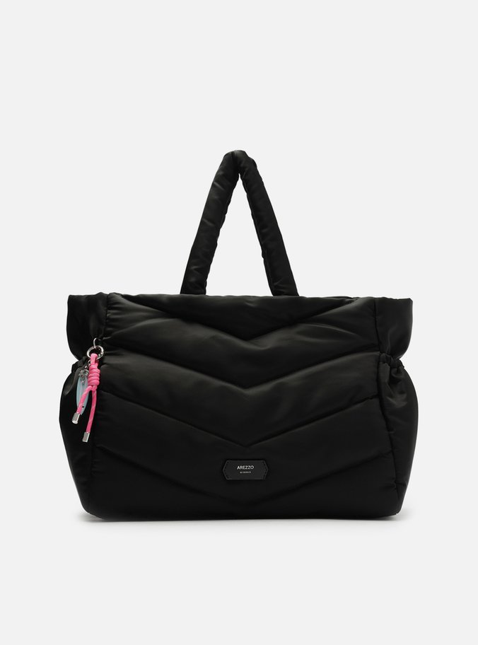 Bolsa Shopping Preta Nylon Grande Puffer