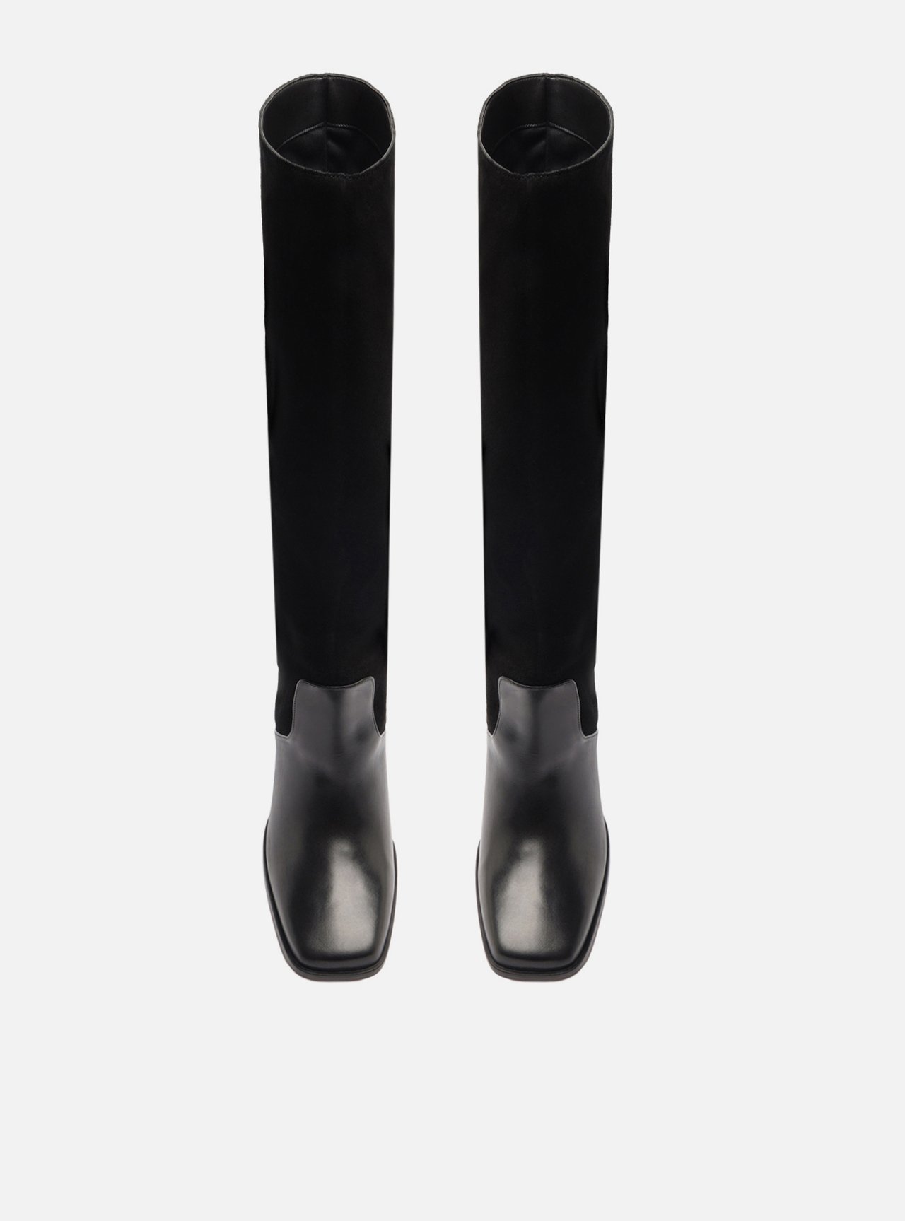 Bota Preta Cano Longo Salto Bloco Suede — foto 5