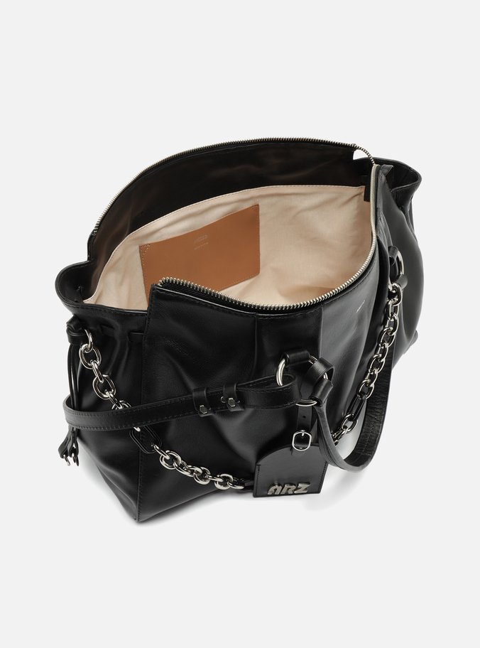 Bolsa Tote Couro Preta Grande
