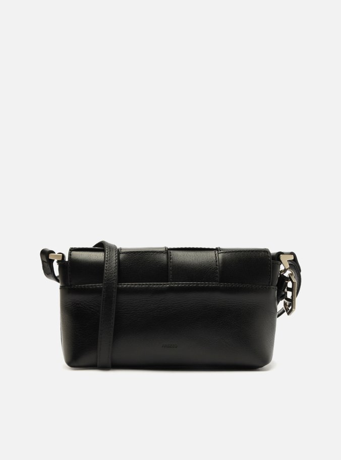 Bolsa Tiracolo Preta Couro Pequena Tressê