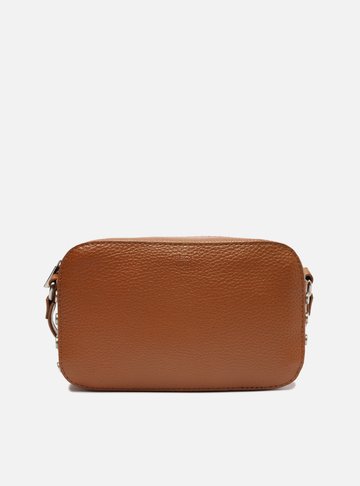 Bolsa Tiracolo Marrom Couro Rebites Média