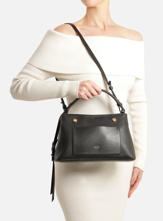 Bolsa Tote Preta Média Bolso Frontal Charm