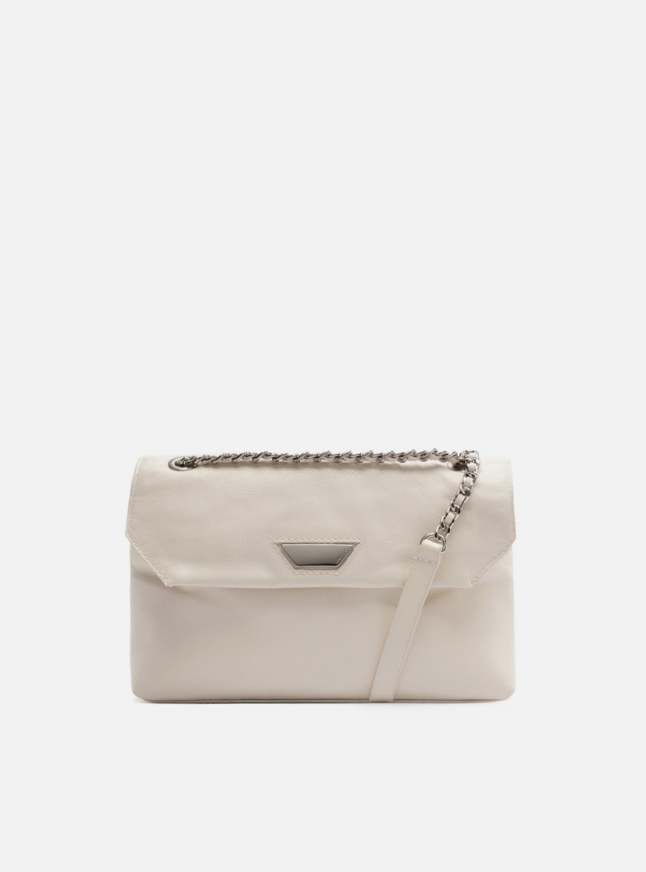 Bolsa Tiracolo Off White Couro Média Metal — foto 1